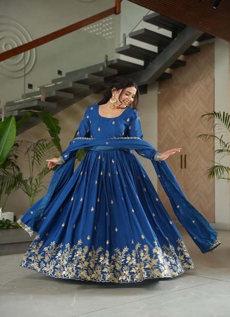 KA 1166 Chinon Gown With Dupatta Wholesale Market In Surat